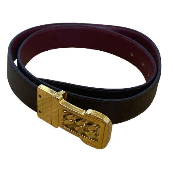 CUZZENS Gold Buckle Brown Leather Italian Made Belt 38” Long main image 8